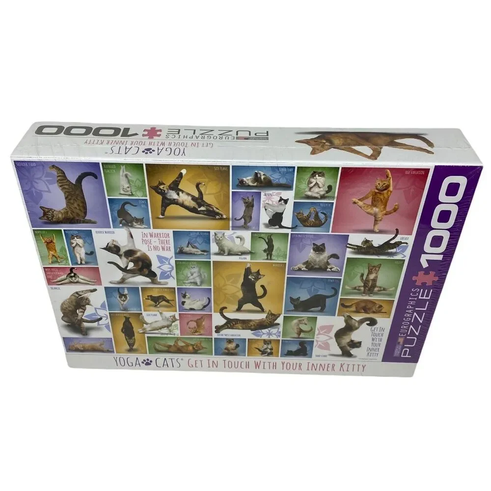 Yoga Cat‎ Puzzle Eurographics 1000 Pc Jigsaw Sealed Warrior Pose White Elephant